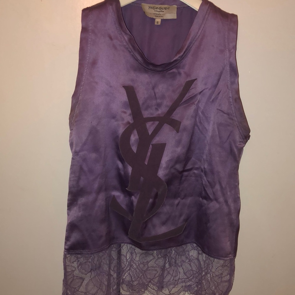 YSL LOGO PRINT SLEEVE LESS TOP